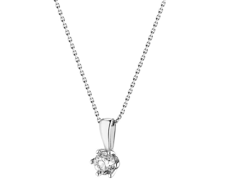 18 K Rhodium-Plated White Gold Pendant with Diamond - 0,25 ct - fineness 14 K