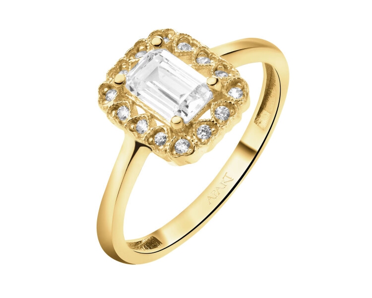 9 K Yellow Gold Ring with Cubic Zirconia