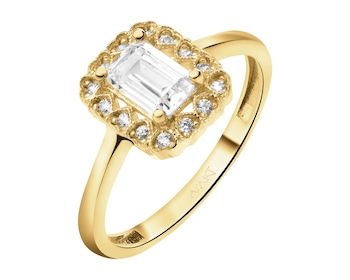 9 K Yellow Gold Ring with Cubic Zirconia