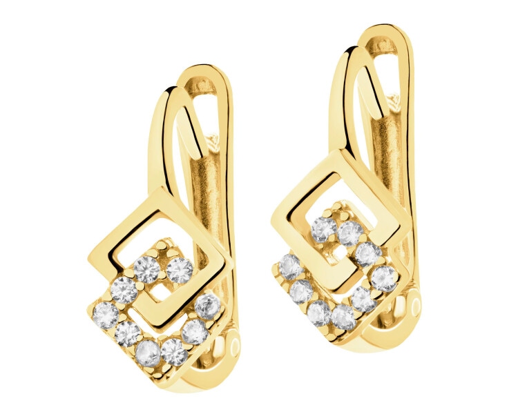 9 K Yellow Gold Earrings with Cubic Zirconia