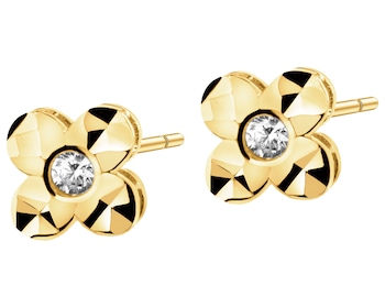 9 K Yellow Gold Earrings with Cubic Zirconia