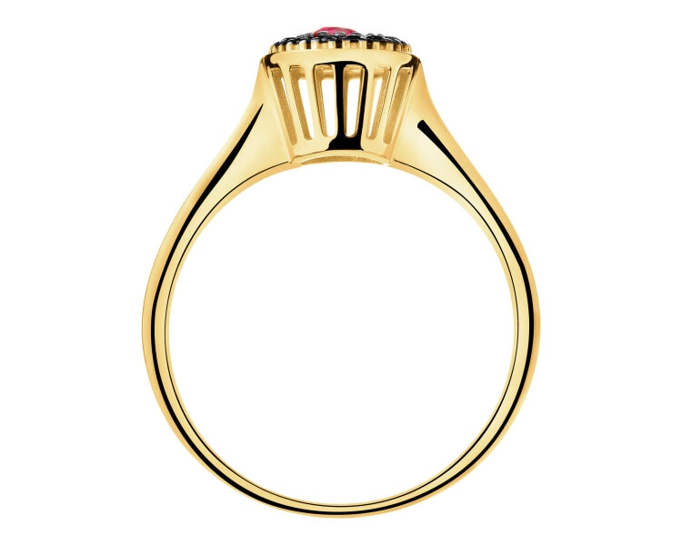 585 Yellow Gold/Black Rhodium Ring with Cubic Zirconia