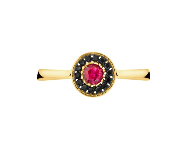 585 Yellow Gold/Black Rhodium Ring with Cubic Zirconia