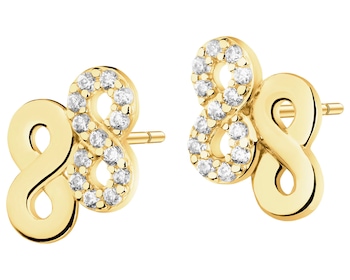 8 K Yellow Gold Earrings with Cubic Zirconia