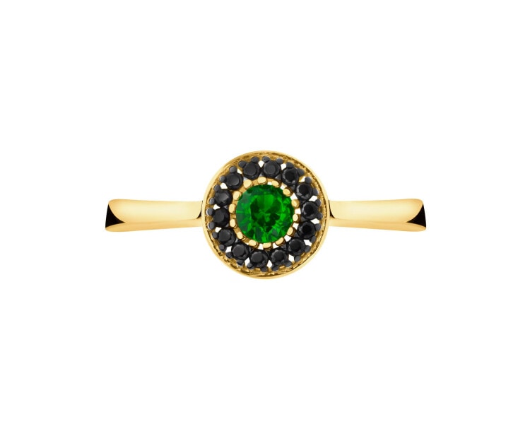 585 Yellow Gold/Black Rhodium Ring with Cubic Zirconia