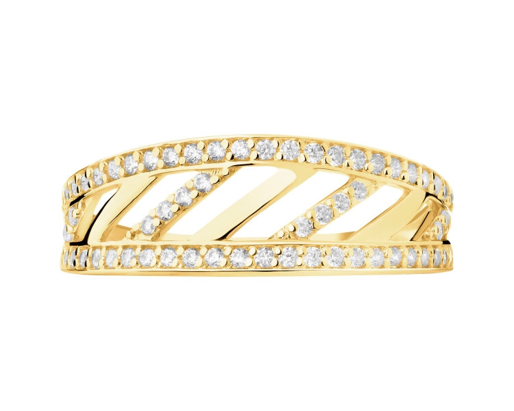 14 K Yellow Gold Band Ring with Cubic Zirconia