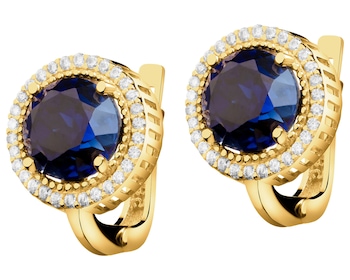 14 K Yellow Gold Earrings with Synthetic Corundum