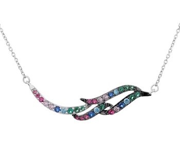 Rhodium-Plated Silver, Black Rhodium Necklace with Cubic Zirconia