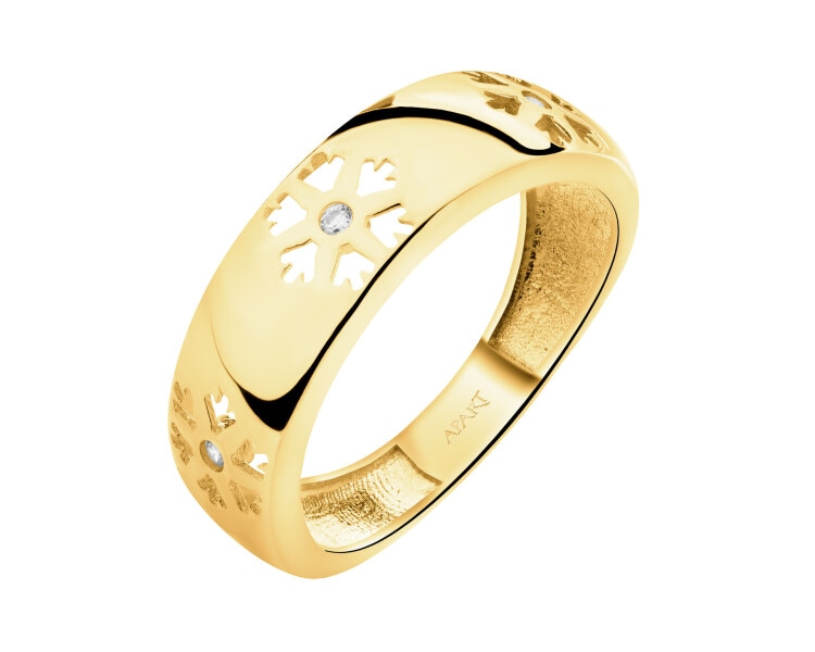 14 K Yellow Gold Band Ring with Cubic Zirconia