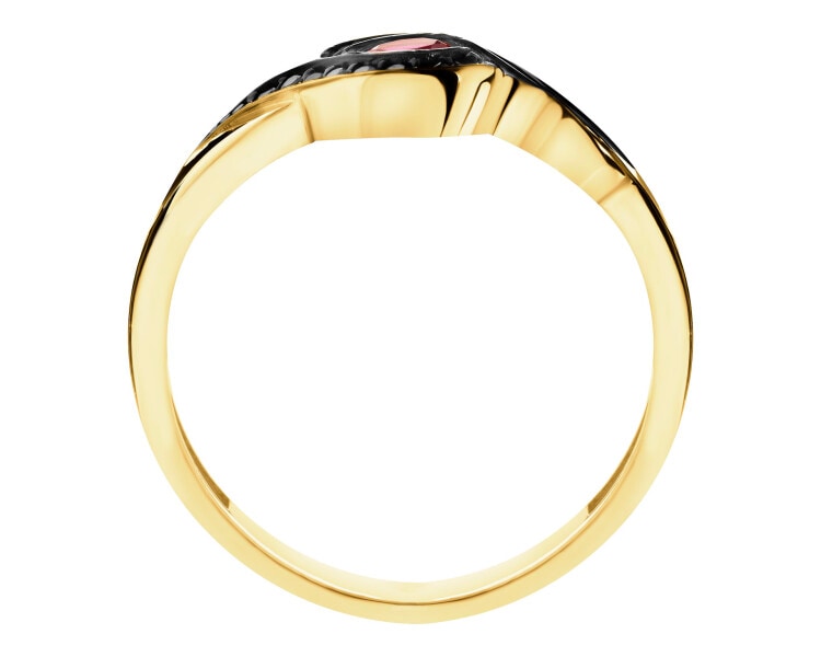 585 Yellow Gold/Black Rhodium Ring with Cubic Zirconia