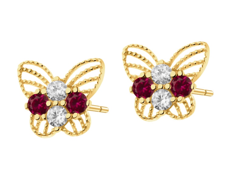 9 K Yellow Gold Earrings with Cubic Zirconia