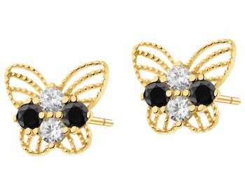 9 K Yellow Gold Earrings with Cubic Zirconia