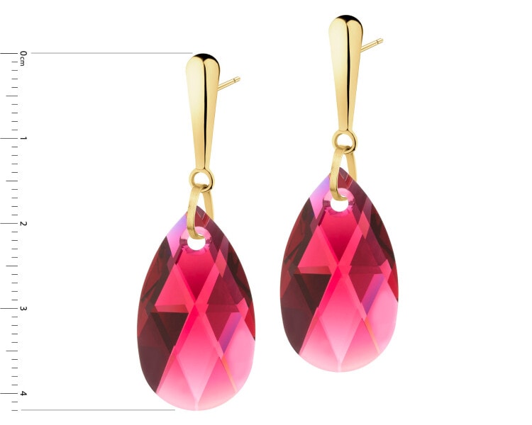 8 K Yellow Gold Dangling Earring with Synthetic Crystal