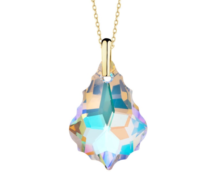 8 K Yellow Gold Pendant with Synthetic Crystal