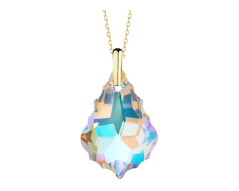 8 K Yellow Gold Pendant with Synthetic Crystal