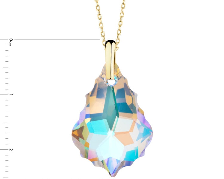 8 K Yellow Gold Pendant with Synthetic Crystal