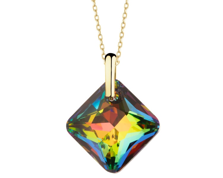 8 K Yellow Gold Pendant with Synthetic Crystal