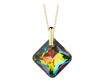 8 K Yellow Gold Pendant with Synthetic Crystal