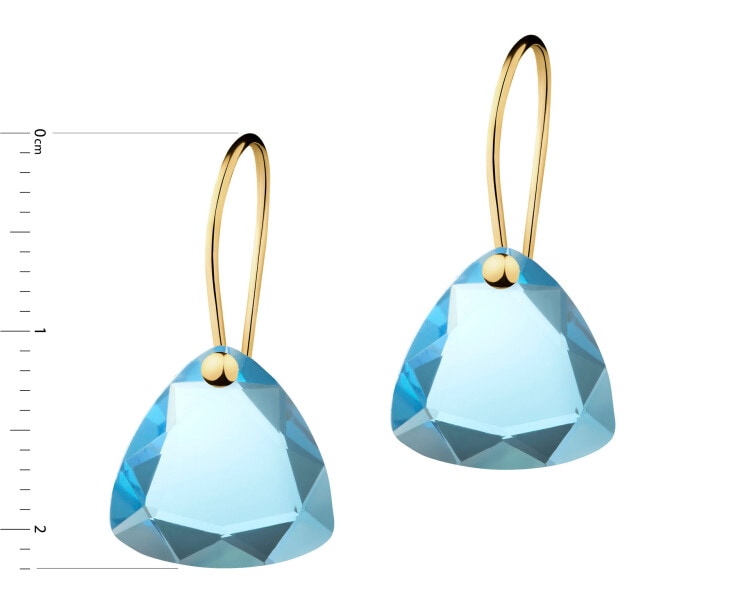 14 K Yellow Gold Dangling Earring with Synthetic Crystal