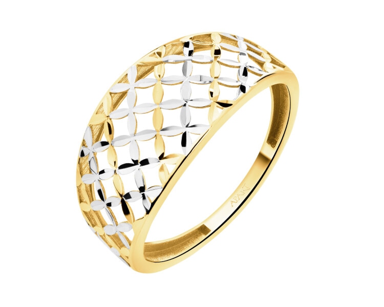 8 K Rhodium-Plated Yellow Gold Ring 