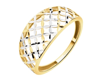 8 K Rhodium-Plated Yellow Gold Ring 