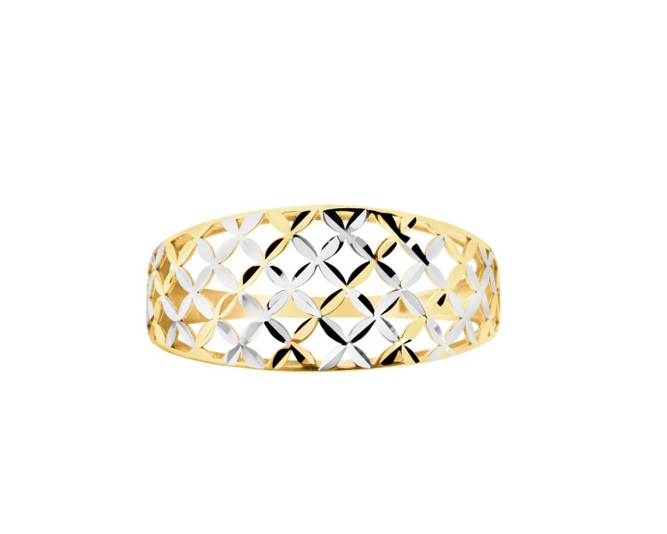 8 K Rhodium-Plated Yellow Gold Ring 