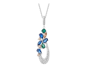 Rhodium Plated Silver Pendant with Cubic Zirconia