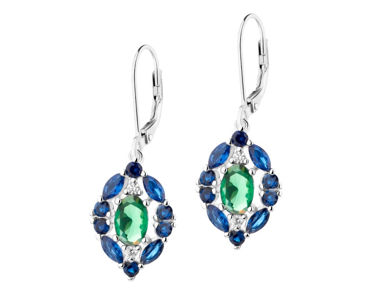 Rhodium Plated Silver Dangling Earring with Cubic Zirconia