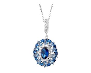 Rhodium Plated Silver Pendant with Cubic Zirconia