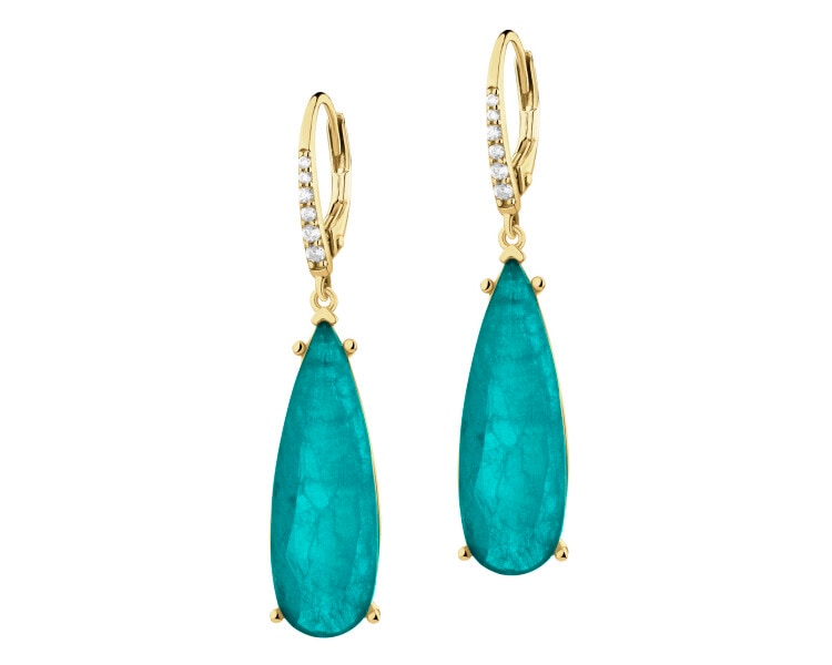 Gold-Plated Silver Dangling Earring with Glass