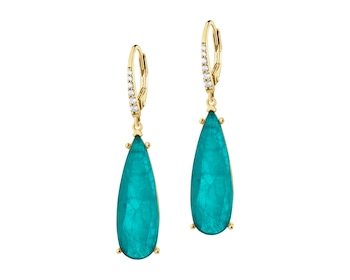 Gold-Plated Silver Dangling Earring with Glass