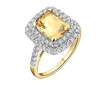 14 K Rhodium-Plated Yellow Gold Ring - fineness 14 K