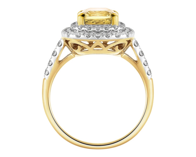 14 K Rhodium-Plated Yellow Gold Ring - fineness 14 K