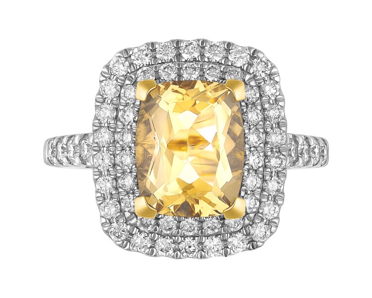 14 K Rhodium-Plated Yellow Gold Ring - fineness 14 K