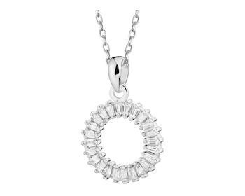 Rhodium Plated Silver Pendant with Cubic Zirconia