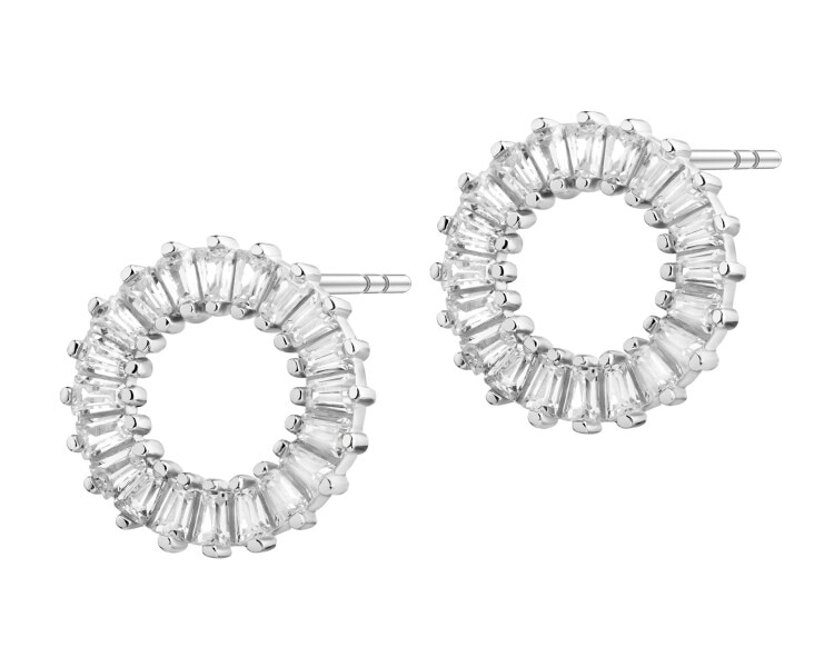 Rhodium Plated Silver Earrings with Cubic Zirconia