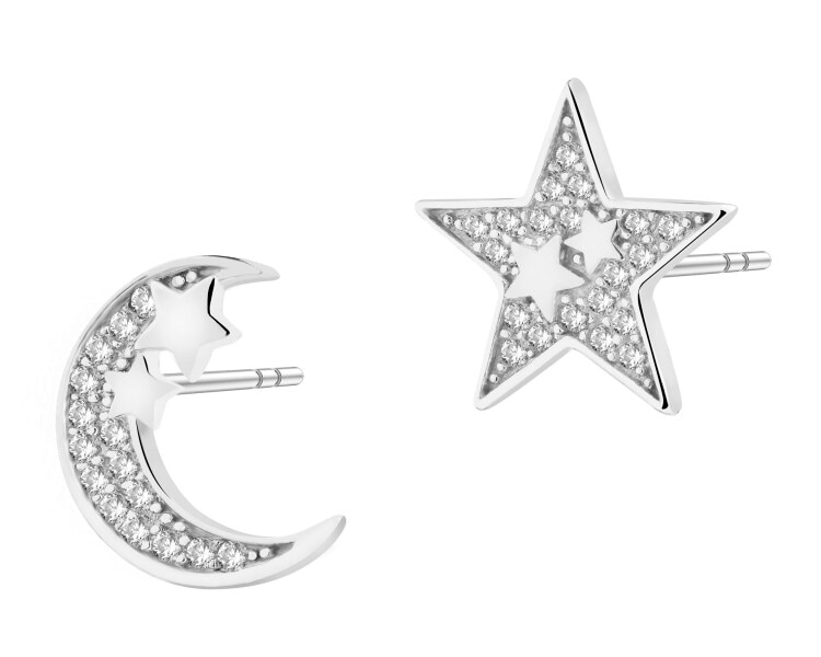 Rhodium Plated Silver Earrings with Cubic Zirconia