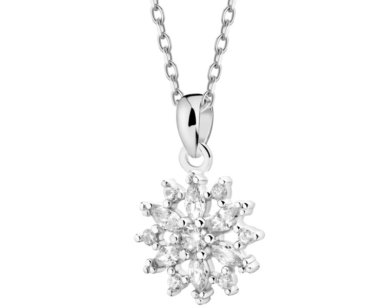 Rhodium Plated Silver Pendant with Cubic Zirconia