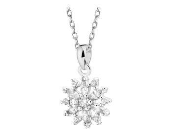 Rhodium Plated Silver Pendant with Cubic Zirconia