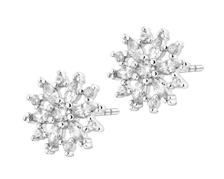 Rhodium Plated Silver Earrings with Cubic Zirconia