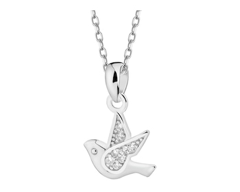 Rhodium Plated Silver Pendant with Cubic Zirconia