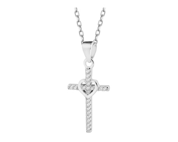 Rhodium Plated Silver Pendant with Cubic Zirconia