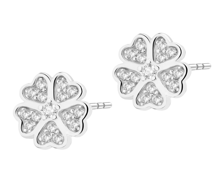 Rhodium Plated Silver Earrings with Cubic Zirconia