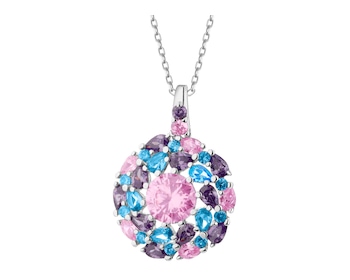 Rhodium Plated Silver Pendant with Cubic Zirconia