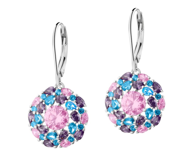 Rhodium Plated Silver Dangling Earring with Cubic Zirconia