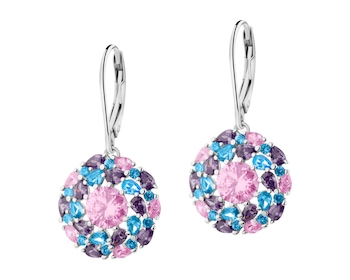 Rhodium Plated Silver Dangling Earring with Cubic Zirconia