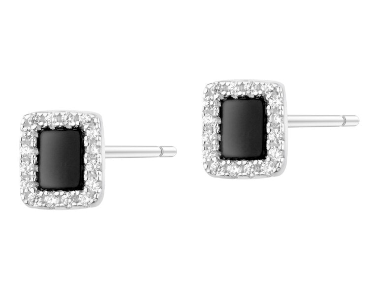 Rhodium Plated Silver Earrings with Cubic Zirconia