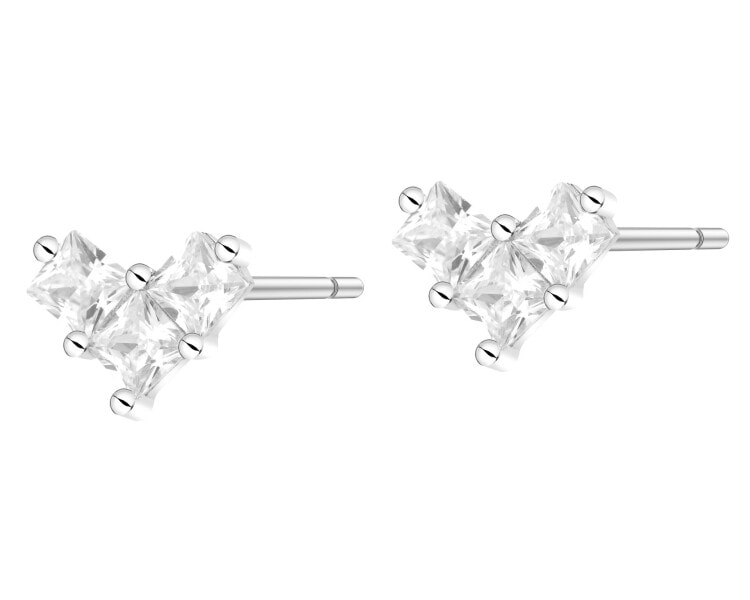 Rhodium Plated Silver Earrings with Cubic Zirconia