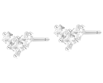 Rhodium Plated Silver Earrings with Cubic Zirconia