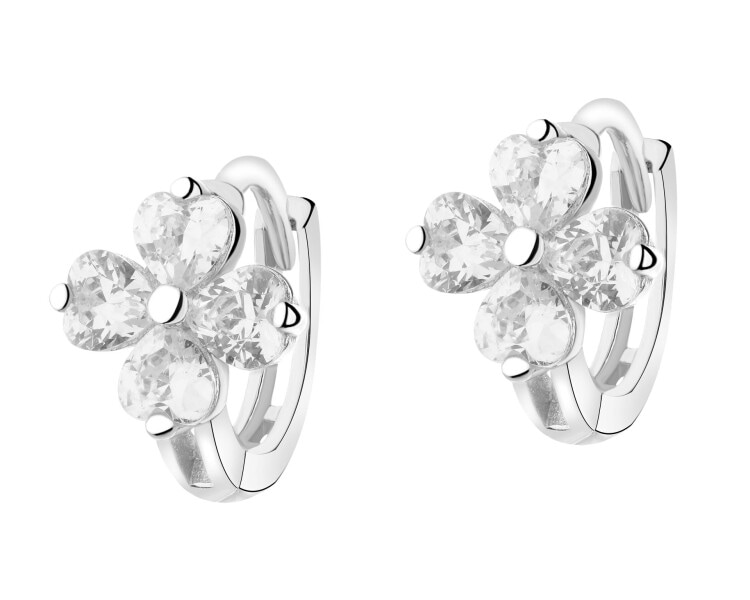 Rhodium Plated Silver Earrings with Cubic Zirconia